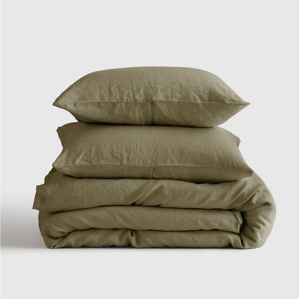 QUINCE European Linen Duvet Cover Set Aloe